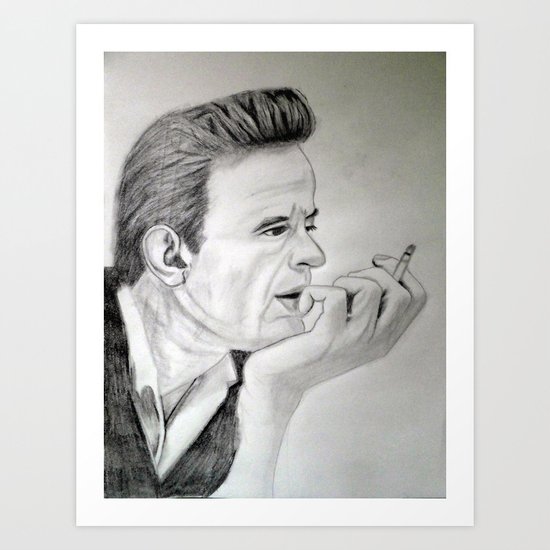 Young Johnny Cash Pencil Drawing Art Print By Koverbee Society6