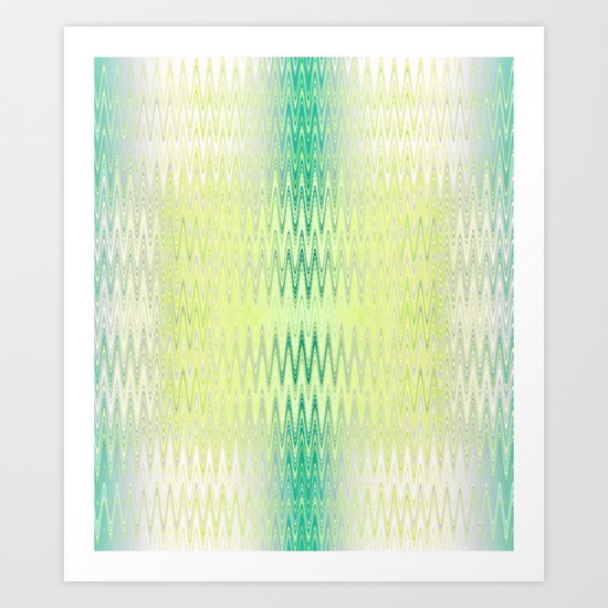 Textile-aqua & lemon Art Print
