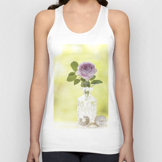 Pink Rose in crystal vase- Stilllife Roses Flowers photography Unisex Tank Top