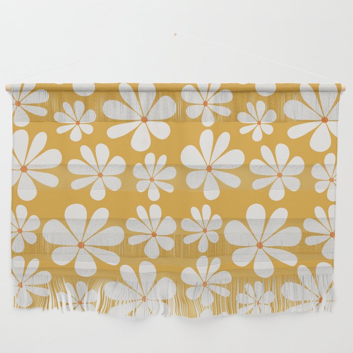 Retro Daisy Pattern - Golden Yellow Bold Floral Wall Hanging