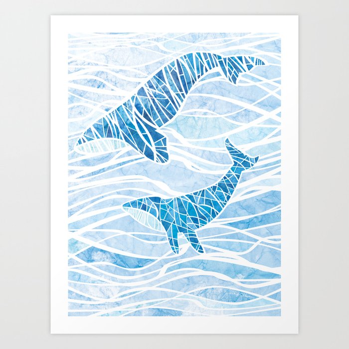 Two Whales Art Print