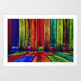 Beach shack driftwood, summertime days technicolor  Art Print