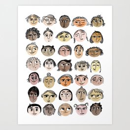 Faces Art Print | Hairstyles, Collage, Trendy, Women, Face, Modern, Diversity, Character, Cartoon, Design 