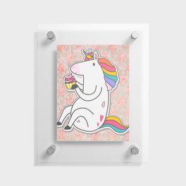 Adorable Unicorn Cartoon Colorful Cupcake For Kids Floating Acrylic Print