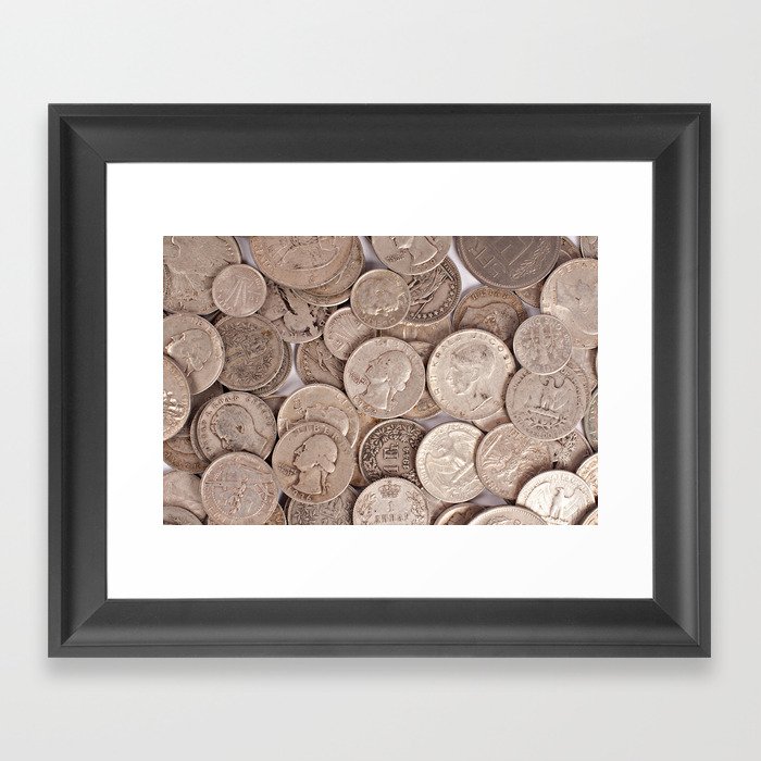 Silver Coins Collection Framed Art Print