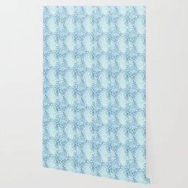 Blue Batik Leaves Pattern Wallpaper