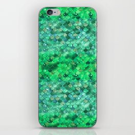 Green Mermaid Pattern Metallic Glitter iPhone Skin