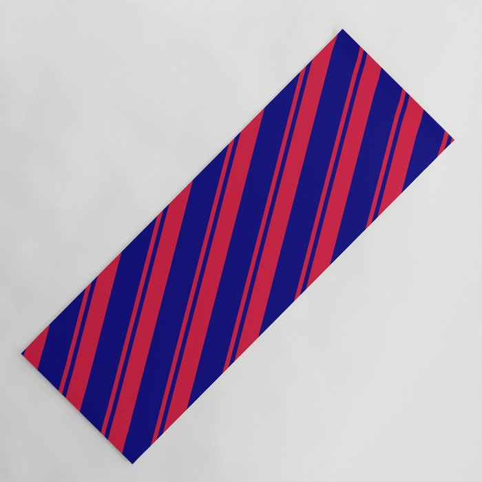 Crimson and Blue Colored Lines/Stripes Pattern Yoga Mat