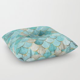 Moroccan Mermaid Fish Scale Pattern, Aqua,Teal Floor Pillow