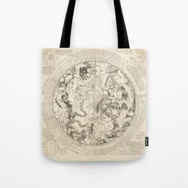 Vintage Astronomical Print - Southern Hemisphere with Horoscope and Astrological Information, 1651 Tote Bag