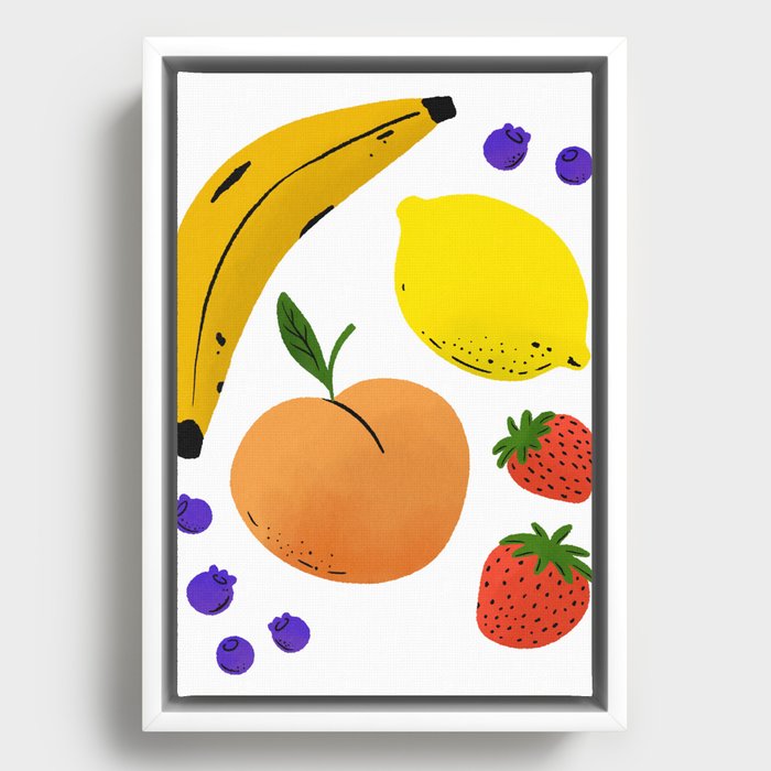 Fresh Tropical Warm Fruit Still Life Shapes Framed Canvas