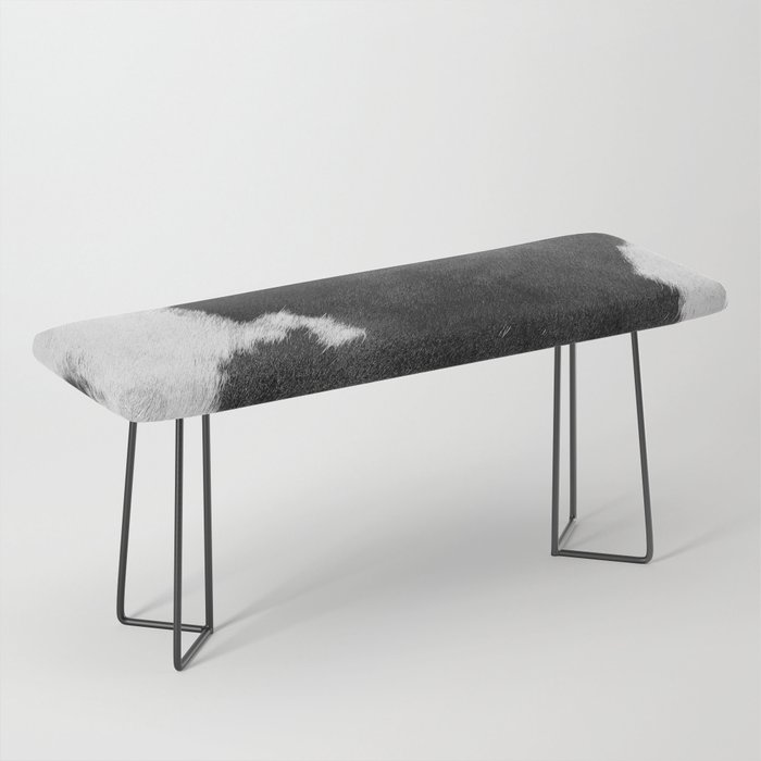 Black and White Cow Skin Print Bench