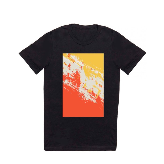 Brush - Abstract Colourful Art Design in Red and Yellow T Shirt