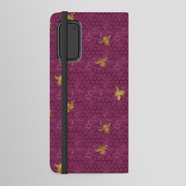 Burgundy Metallic Honeycomb Bees Pattern Android Wallet Case
