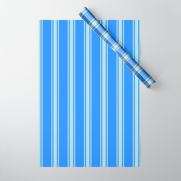 Blue & Powder Blue Colored Lines/Stripes Pattern Wrapping Paper