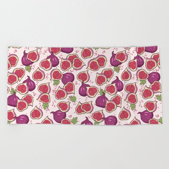 fig pattern Beach Towel