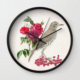 Birds, flowers and berries - an arrangement Wall Clock