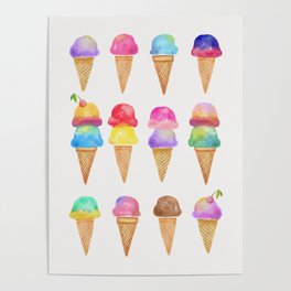 Summer Ice Cream Cones Poster