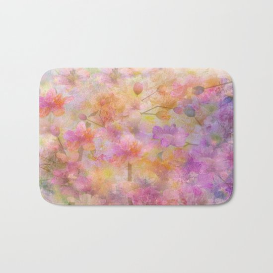 Sophisticated Painterly Floral Abstract Bath Mat