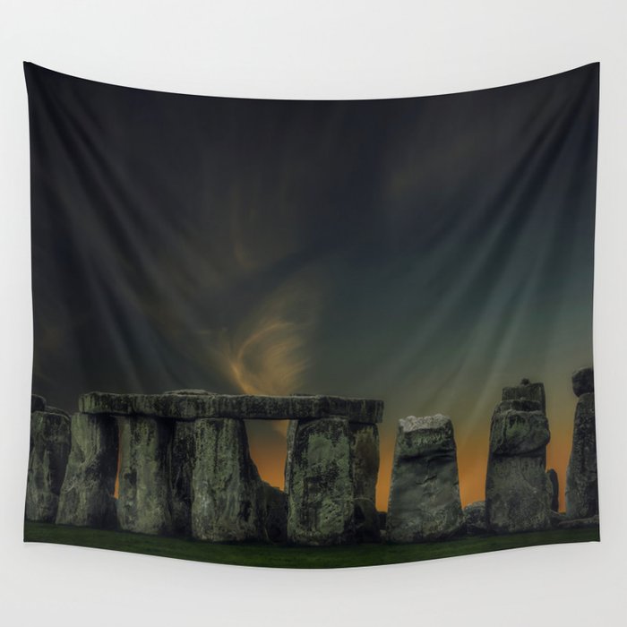 Great Britain Photography - Stonehenge Under The Dark Night Wall Tapestry