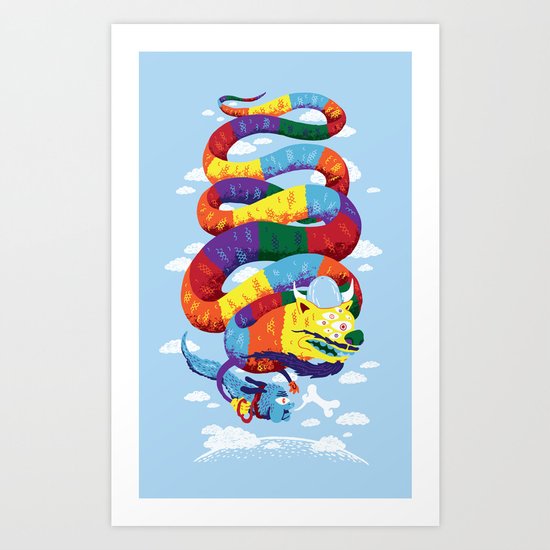 Stan, the Forgotten Luckdragon, and His Italian Skydog Skeletori Art Print