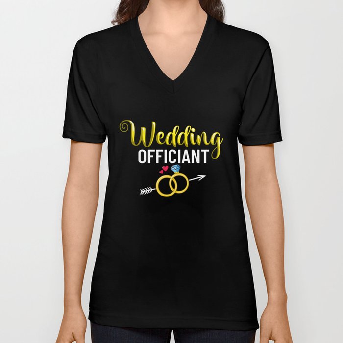 Wedding Officiant Marriage Minister Funny Pastor V Neck T Shirt