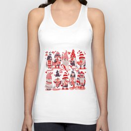 I gnome you more // flesh background red and orange shade Valentine's Day gnomes and motifs Unisex Tank Top