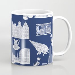  Netherlands Toille de Jouy pattern in Delft Blue background Coffee Mug