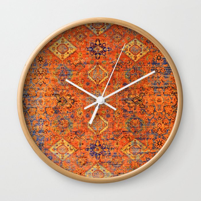 Oriental Vitange Moroccan Rug Design Wall Clock
