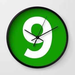 Number 9 (White & Green) Wall Clock