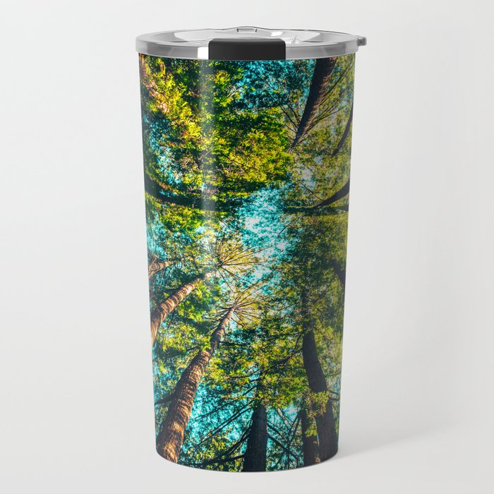 Looking Up At Trees In A Dense Forest Travel Mug