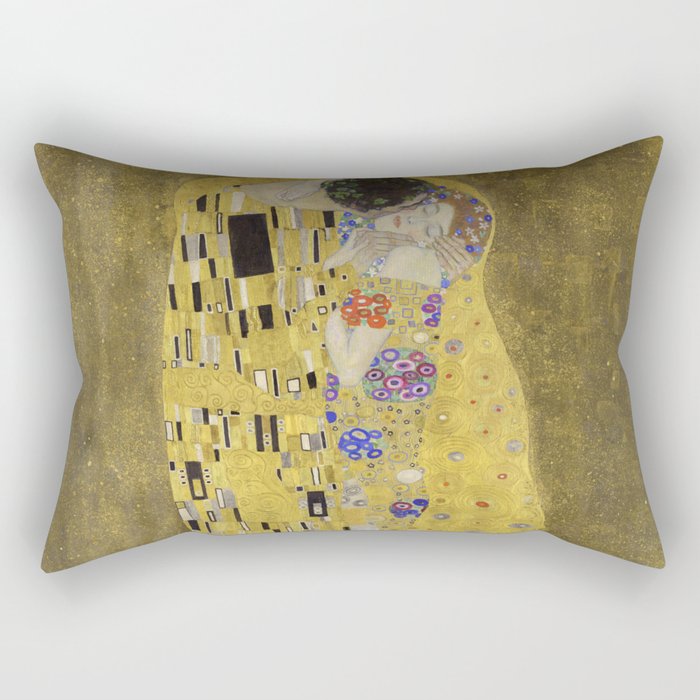 Gustav Klimt's The Kiss (1907–1908) Reproduction On Public Domain Of The Famous Painting Rectangular Pillow
