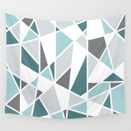 Geometric Pattern in teal and gray Wall Tapestry