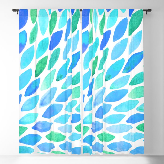 Watercolor brush strokes burst - turquoise and blue Blackout Curtain