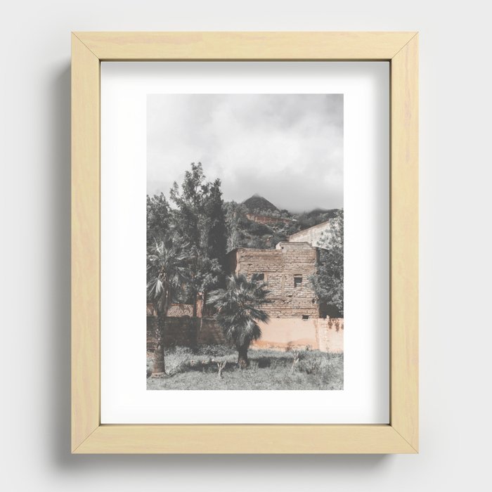 Cloudy Mountains and Palmtrees Recessed Framed Print