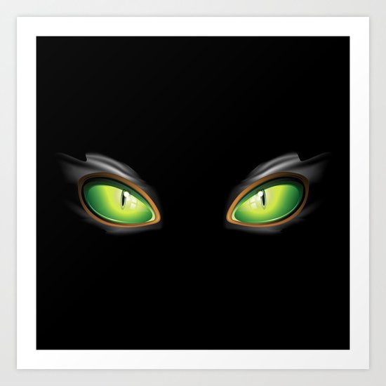 Cat Green Eyes Art Print