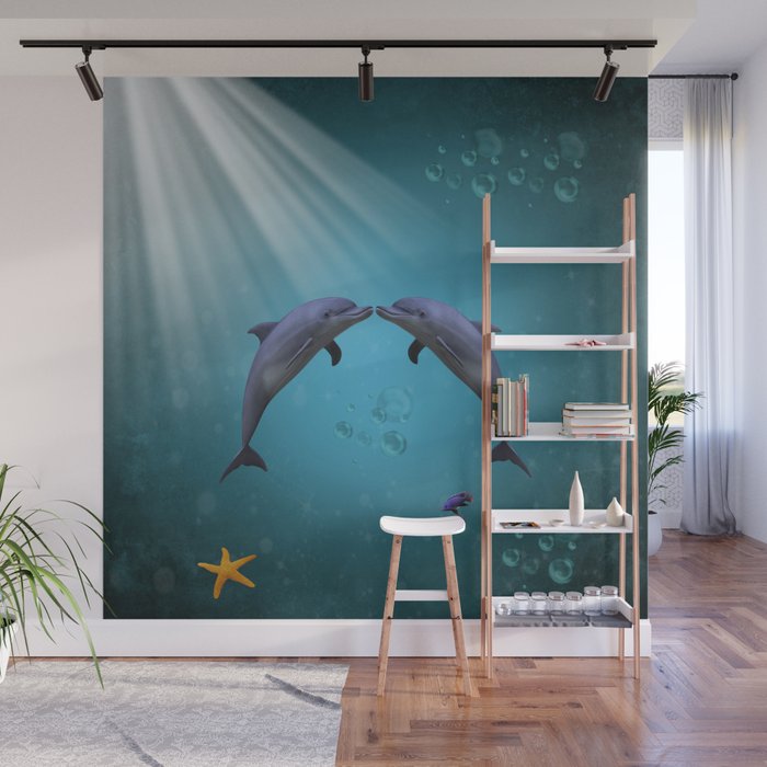 dolphins love Wall Mural