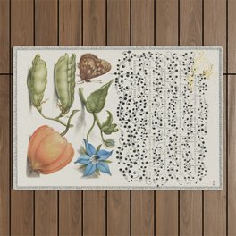 Vintage fruit and vegetables calligraphic poster Outdoor Rug
