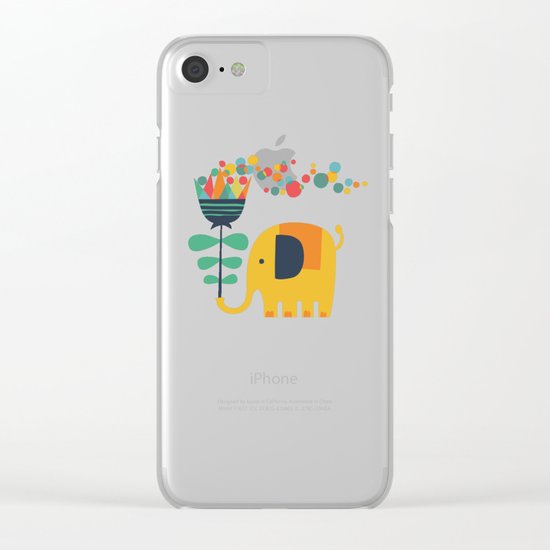 Elephant with giant flower Clear iPhone Case