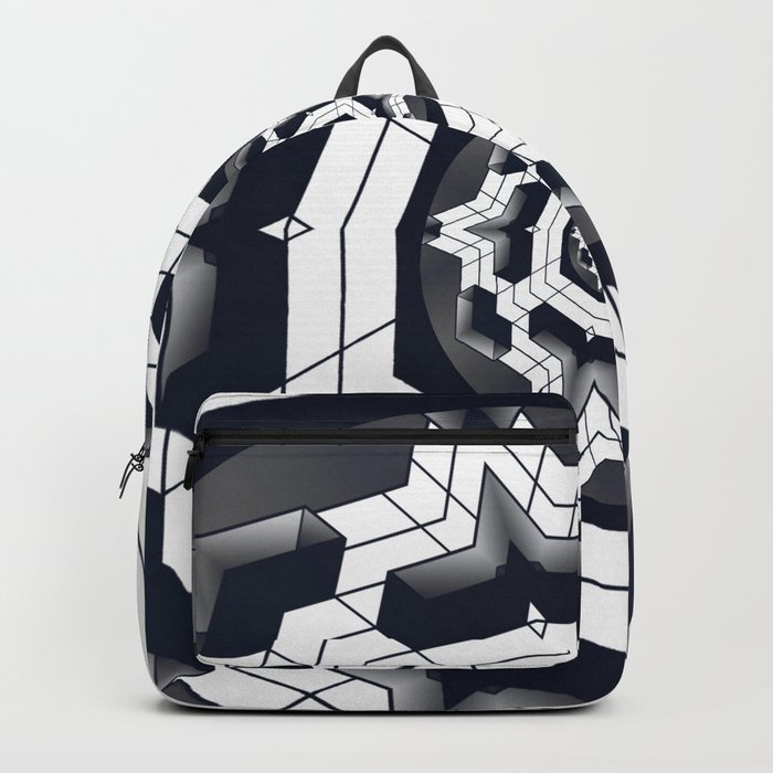 Black and white abstract vortex Backpack