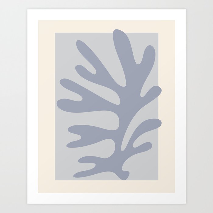 Cutout Blue Leaf Matisse Inspired  Art Print