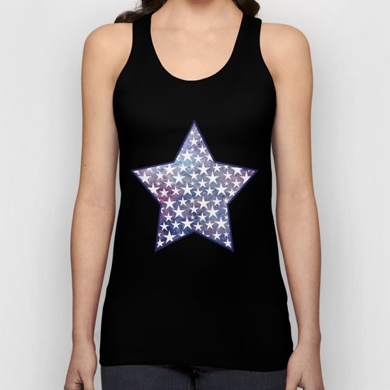 White stars on bold grunge blue background Unisex Tank Top