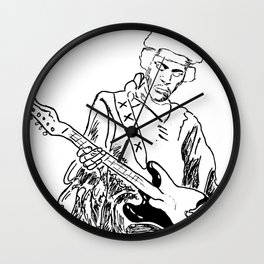 jimmy Wall Clock | Drawing, Black and White, Jimmyhendrix, Illustration, Ink Pen, Musician 