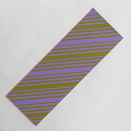 [ Thumbnail: Purple & Green Colored Lines/Stripes Pattern Yoga Mat ]