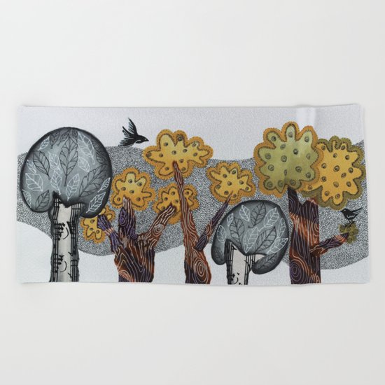 Autumnal Grove Beach Towel