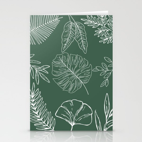 Green and White Foliage Background Stationery Cards