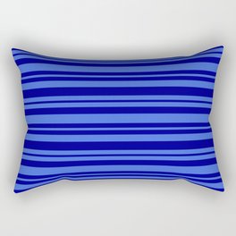 [ Thumbnail: Dark Blue & Royal Blue Colored Stripes Pattern Rectangular Pillow ]