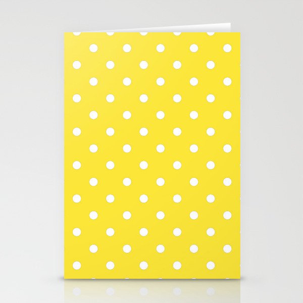 Lemon Yellow & White Polka Dots Stationery Cards