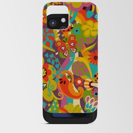 1970s Disco Psychedelia - Funky pattern with toadstools, snails and stars by Cecca Designs iPhone Card Case