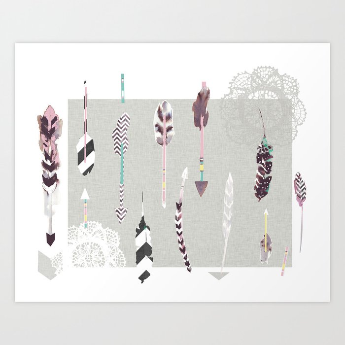Feathers and arrows Art Print